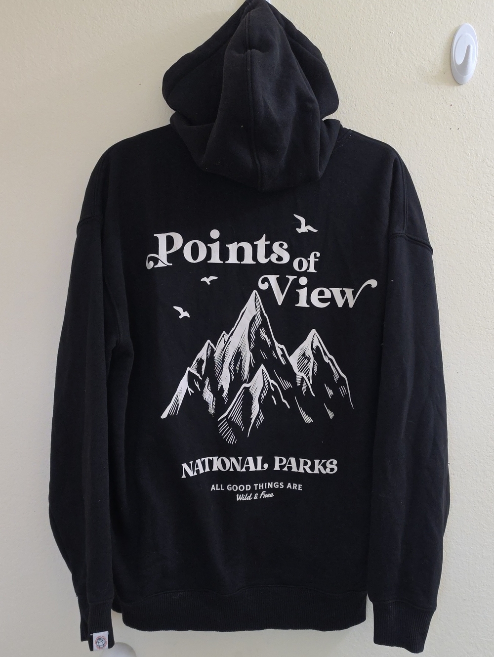 Points of View Black Graphic Hooded Sweatshirt - National Parks, Oversized Small